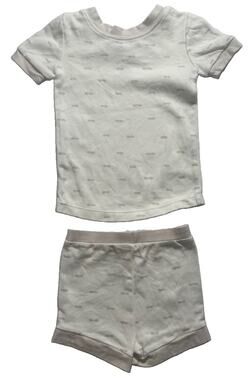 Wildling Organic Cotton 2 Pc Outfit Set 18M Cream Tee Shorts Baby Unisex